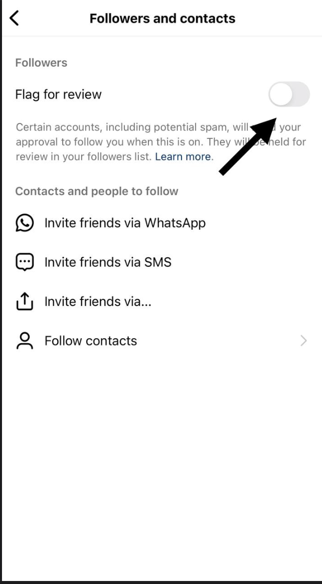 Instagram Settings Example