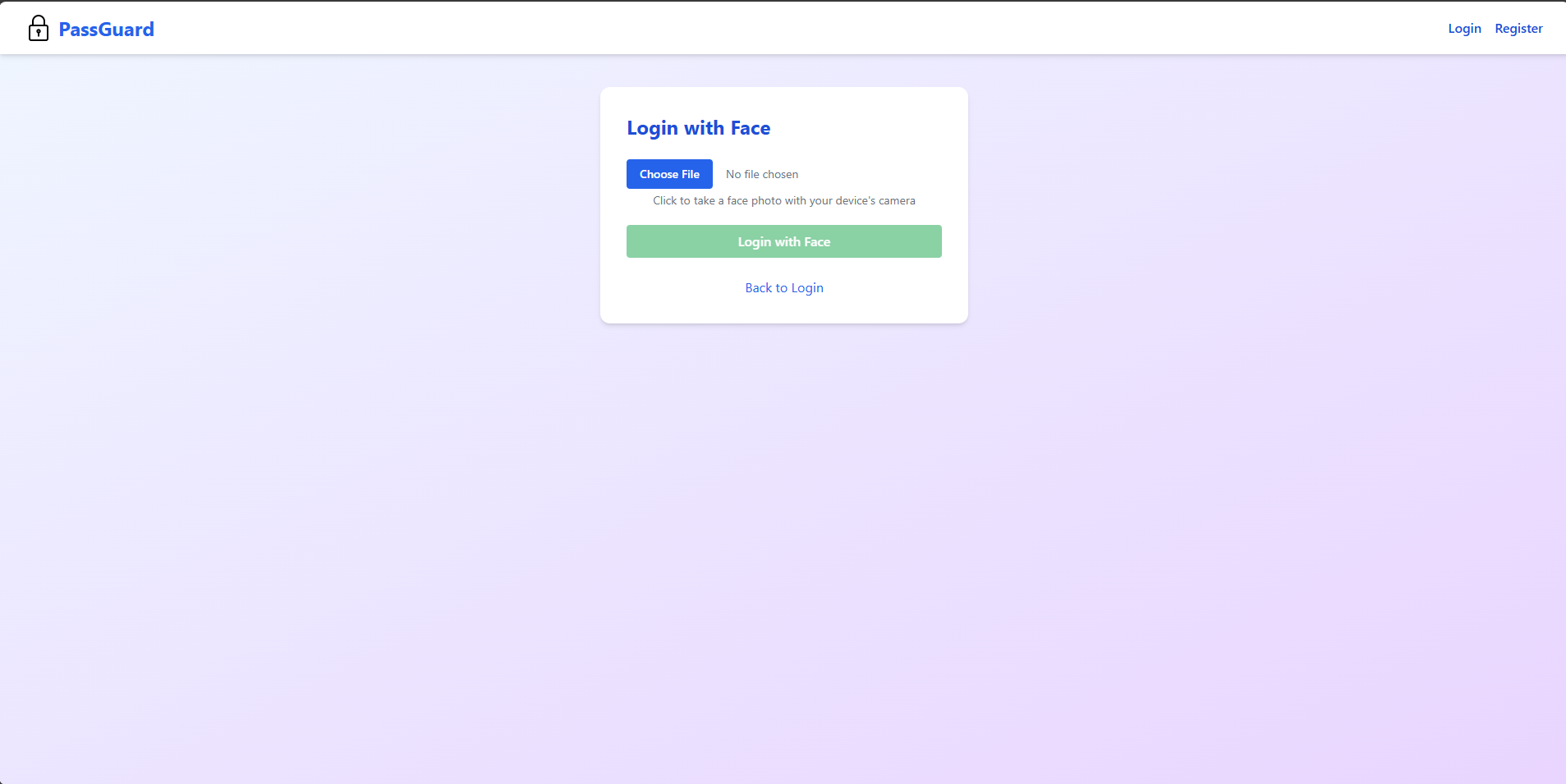 Face Login Page