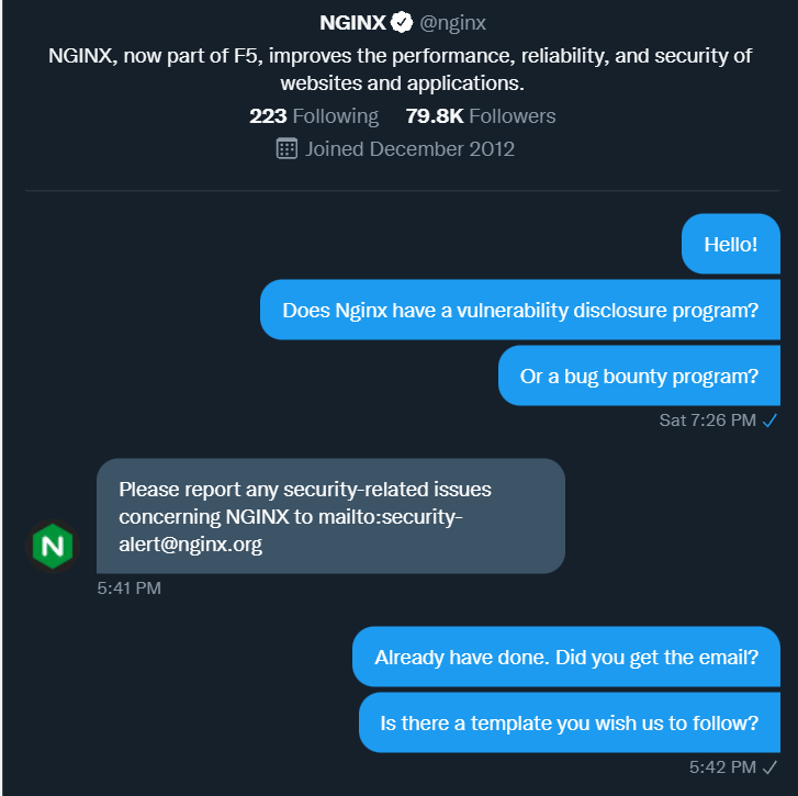 Twitter DM with Nginx