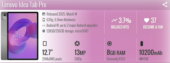 Thay mặt kính Tab Lenovo Idea Tab Pro