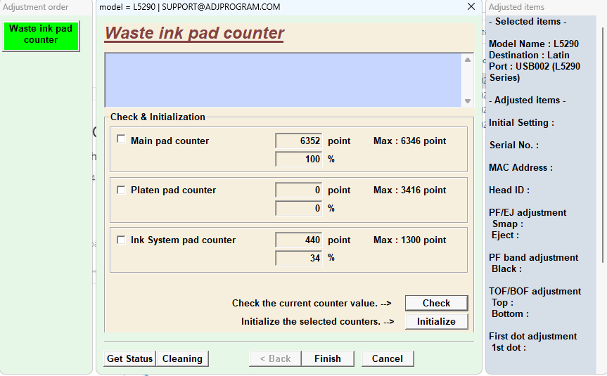 Reset Epson L5290