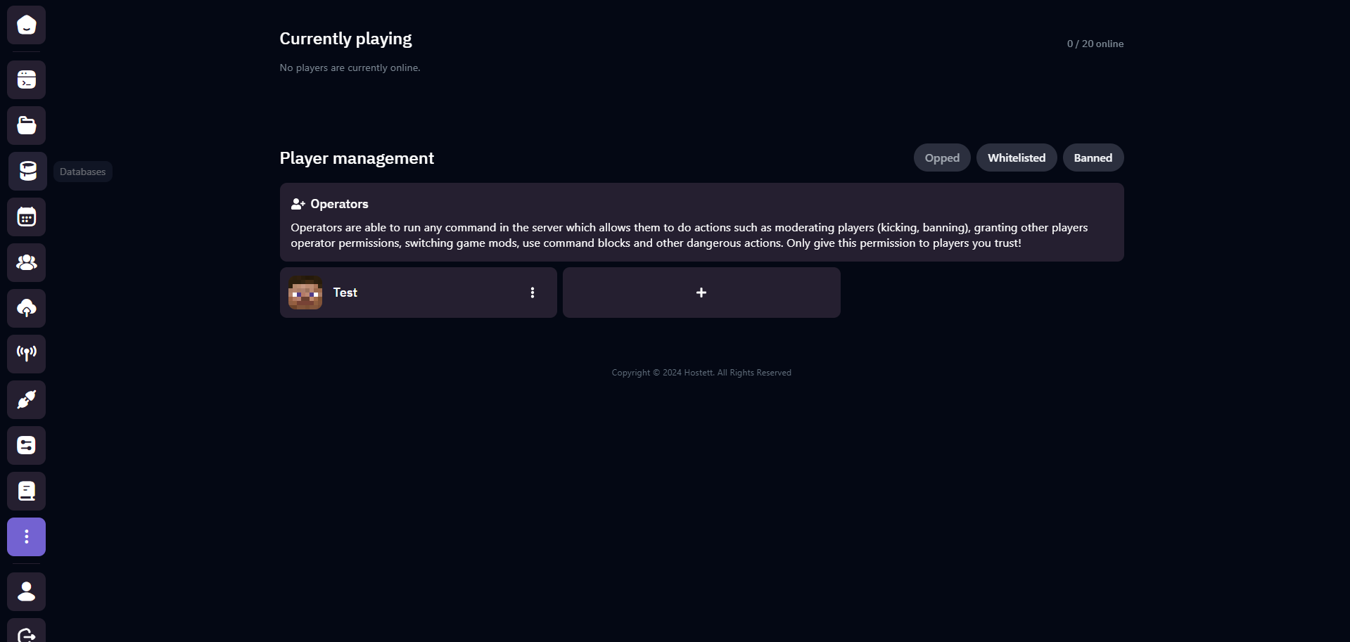 Minecraft Players - View current players connected to your server.