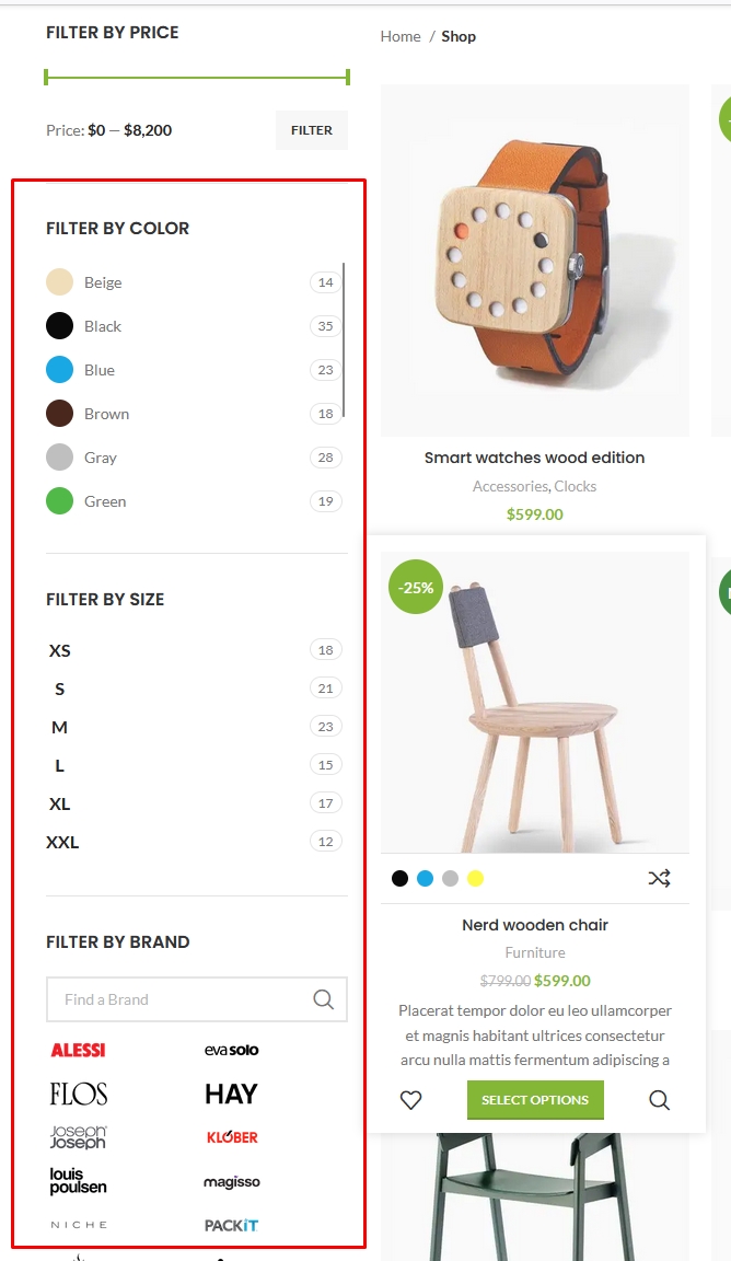 product filter
